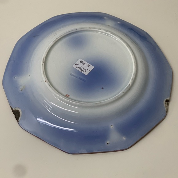 19th Century Gaudy Ironstone 10 Sided Flow Blue "Pearl White" Impressed Plate - Picture 9 of 13